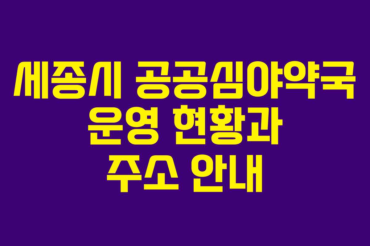 세종시 공공심야약국 운영 현황과 주소 안내 세종시 공공심야약국 운영 현황과 주소 안내