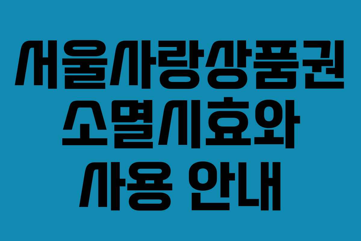 서울사랑상품권 소멸시효와 사용 안내