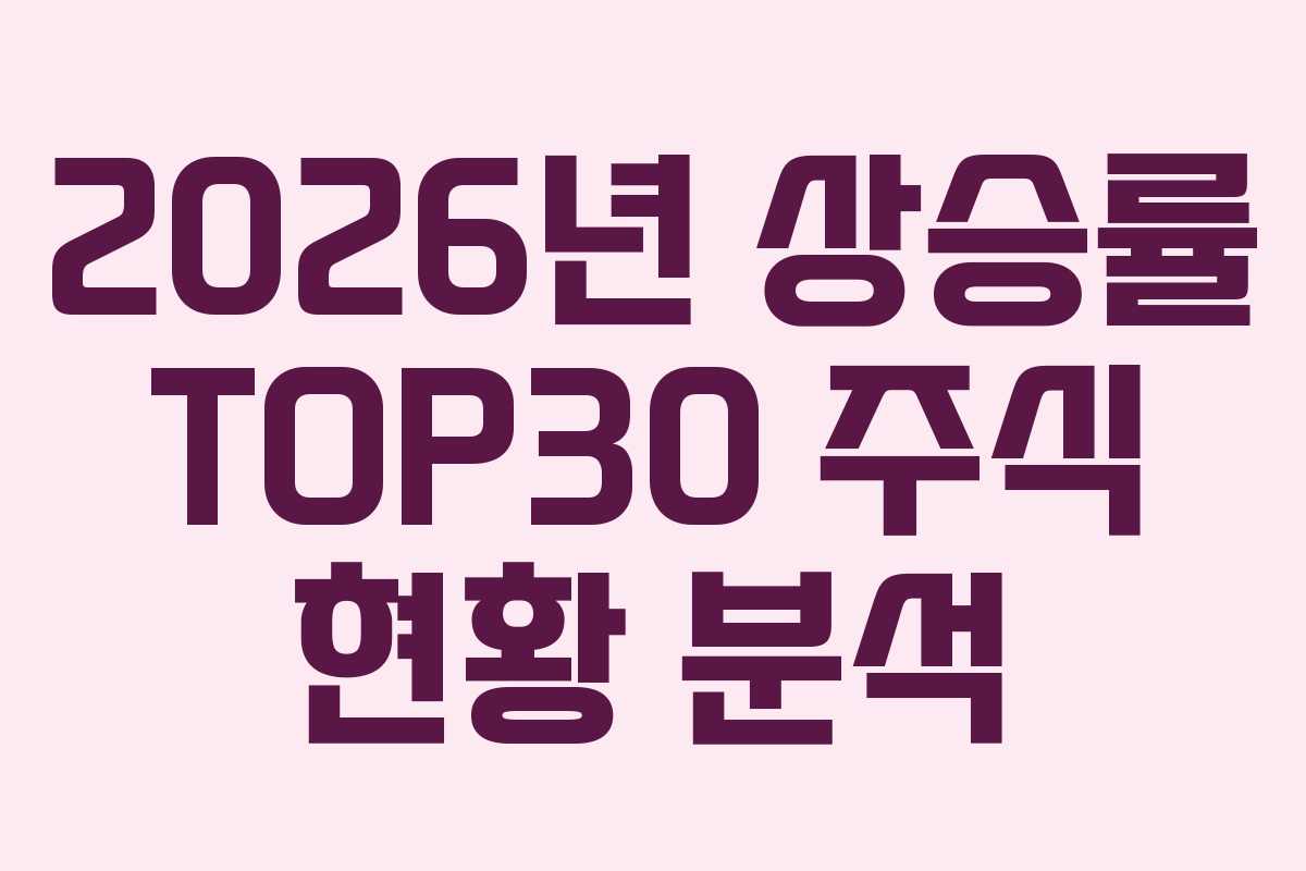 2026년 상승률 TOP30 주식 현황 분석