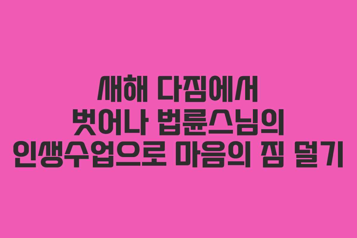 새해 다짐에서 벗어나 법륜스님의 인생수업으로 마음의 짐 덜기 새해 다짐에서 벗어나 법륜스님의 인생수업으로 마음의 짐 덜기