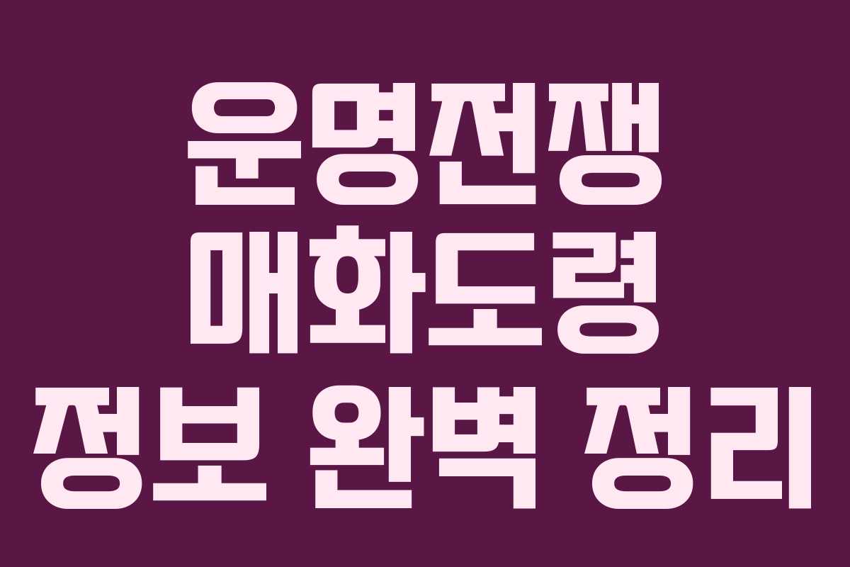 운명전쟁 매화도령 정보 완벽 정리