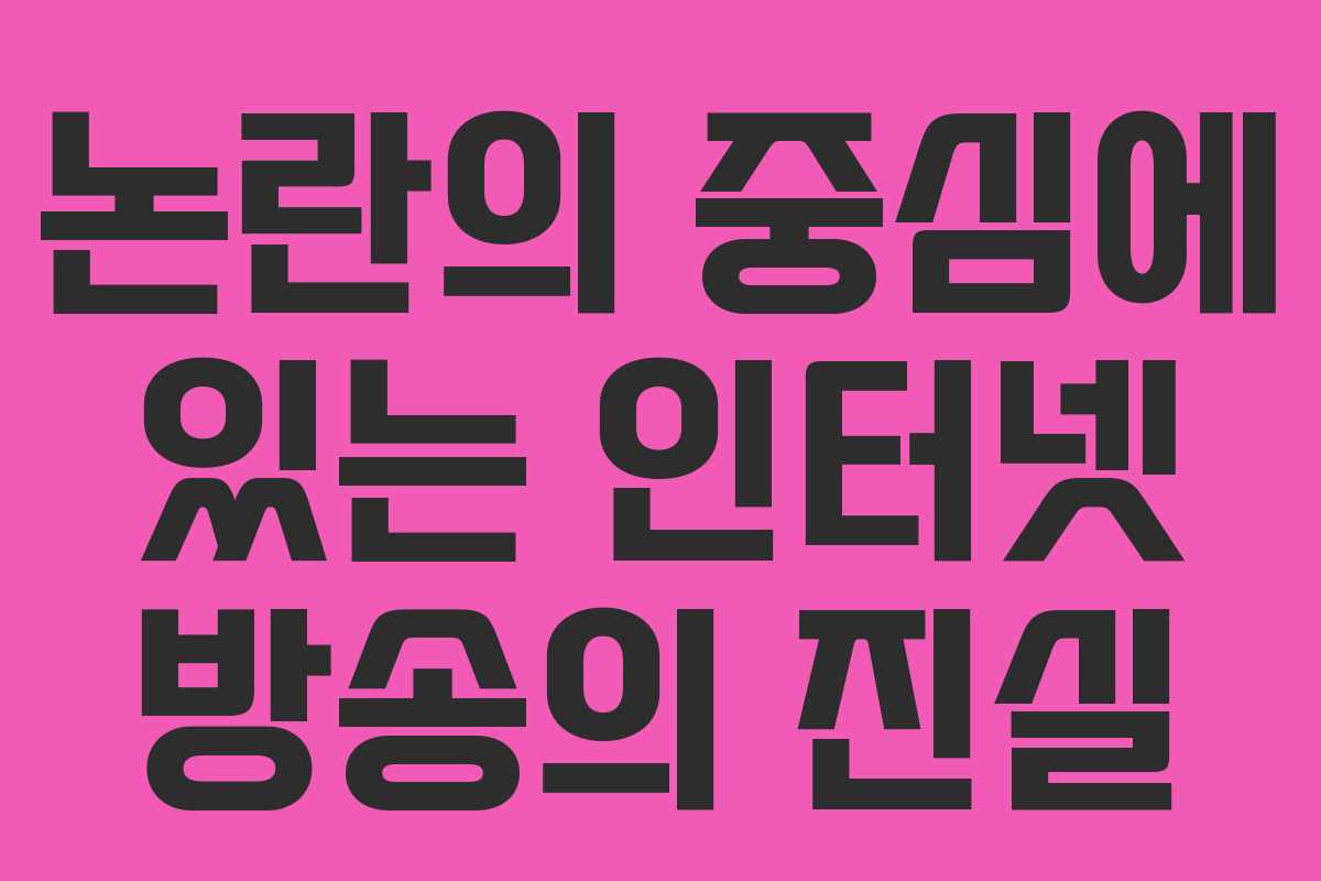 논란의 중심에 있는 인터넷 방송의 진실