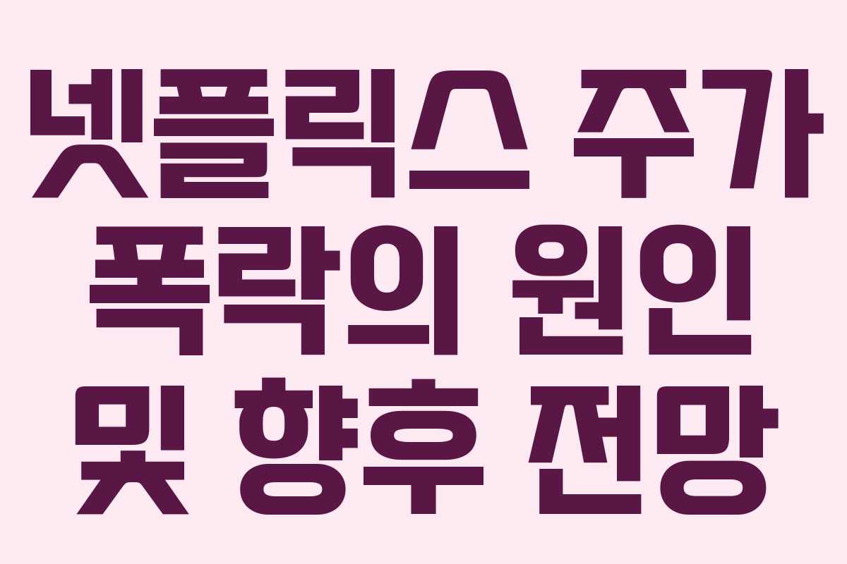 넷플릭스 주가 폭락의 원인 및 향후 전망