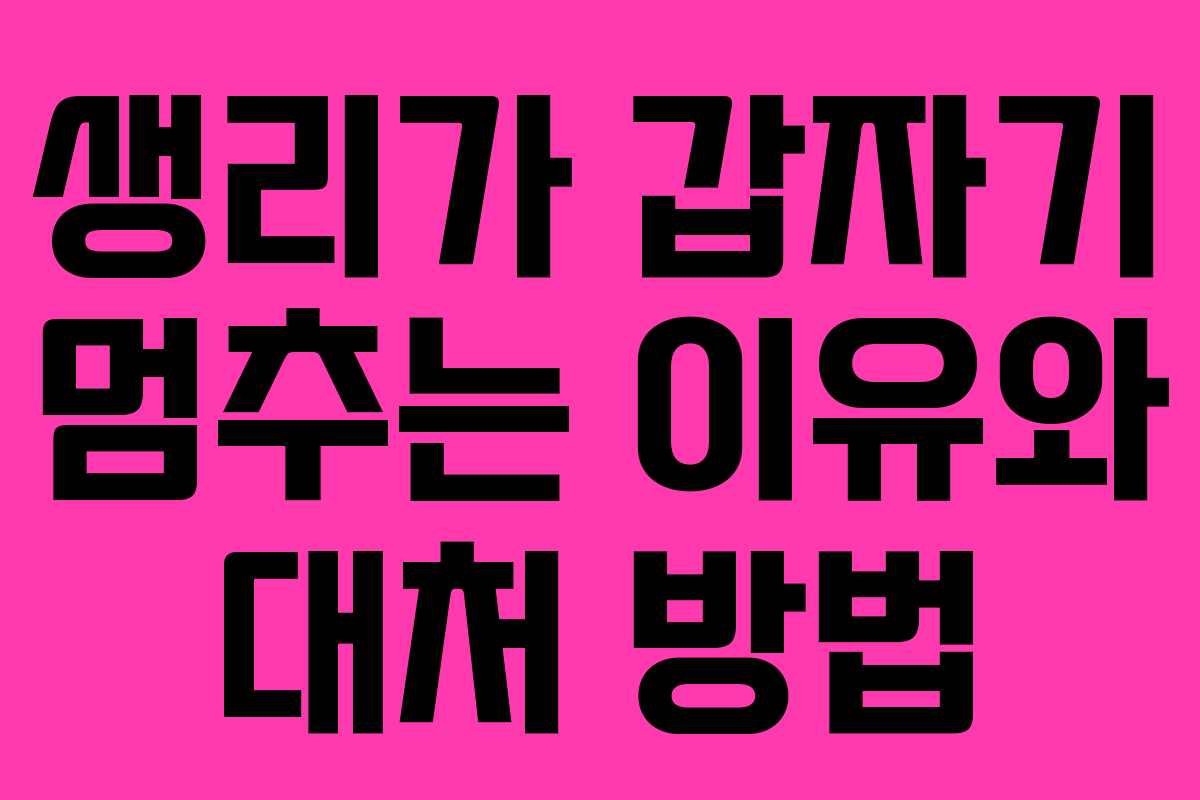 생리가 갑자기 멈추는 이유와 대처 방법 생리가 갑자기 멈추는 이유와 대처 방법