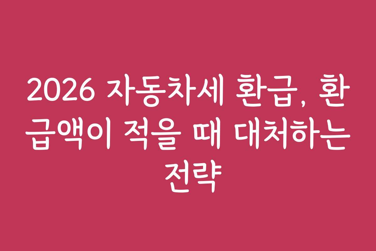 2026 자동차세 환급, 환급액이 적을 때 대처하는 전략 2026 자동차세 환급, 환급액이 적을 때 대처하는 전략
