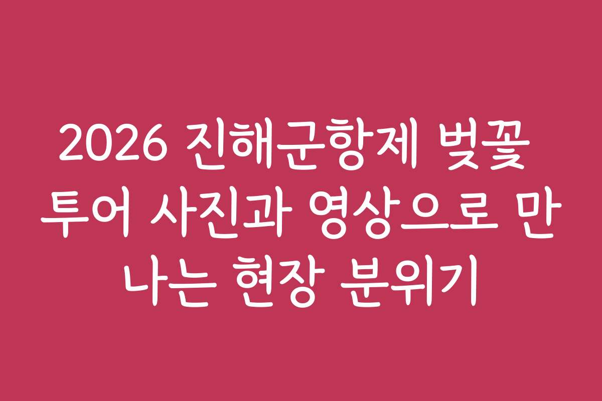 2026 진해군항제 벚꽃 투어 사진과 영상으로 만나는 현장 분위기