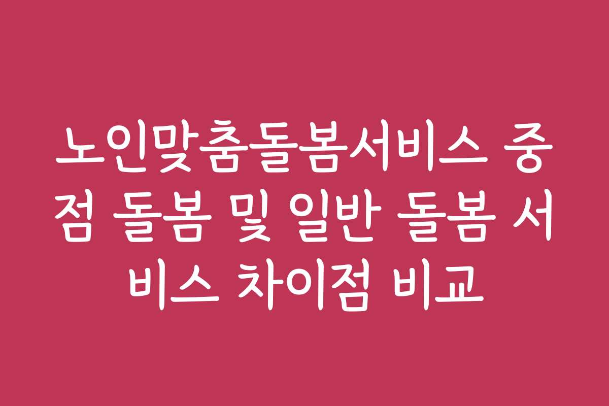 노인맞춤돌봄서비스 중점 돌봄 및 일반 돌봄 서비스 차이점 비교