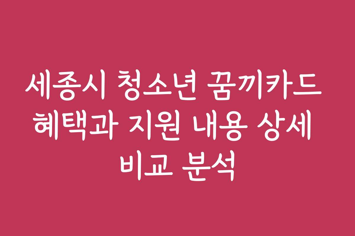 세종시 청소년 꿈끼카드 혜택과 지원 내용 상세 비교 분석