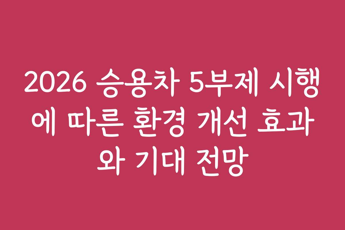 2026 승용차 5부제 시행에 따른 환경 개선 효과와 기대 전망
