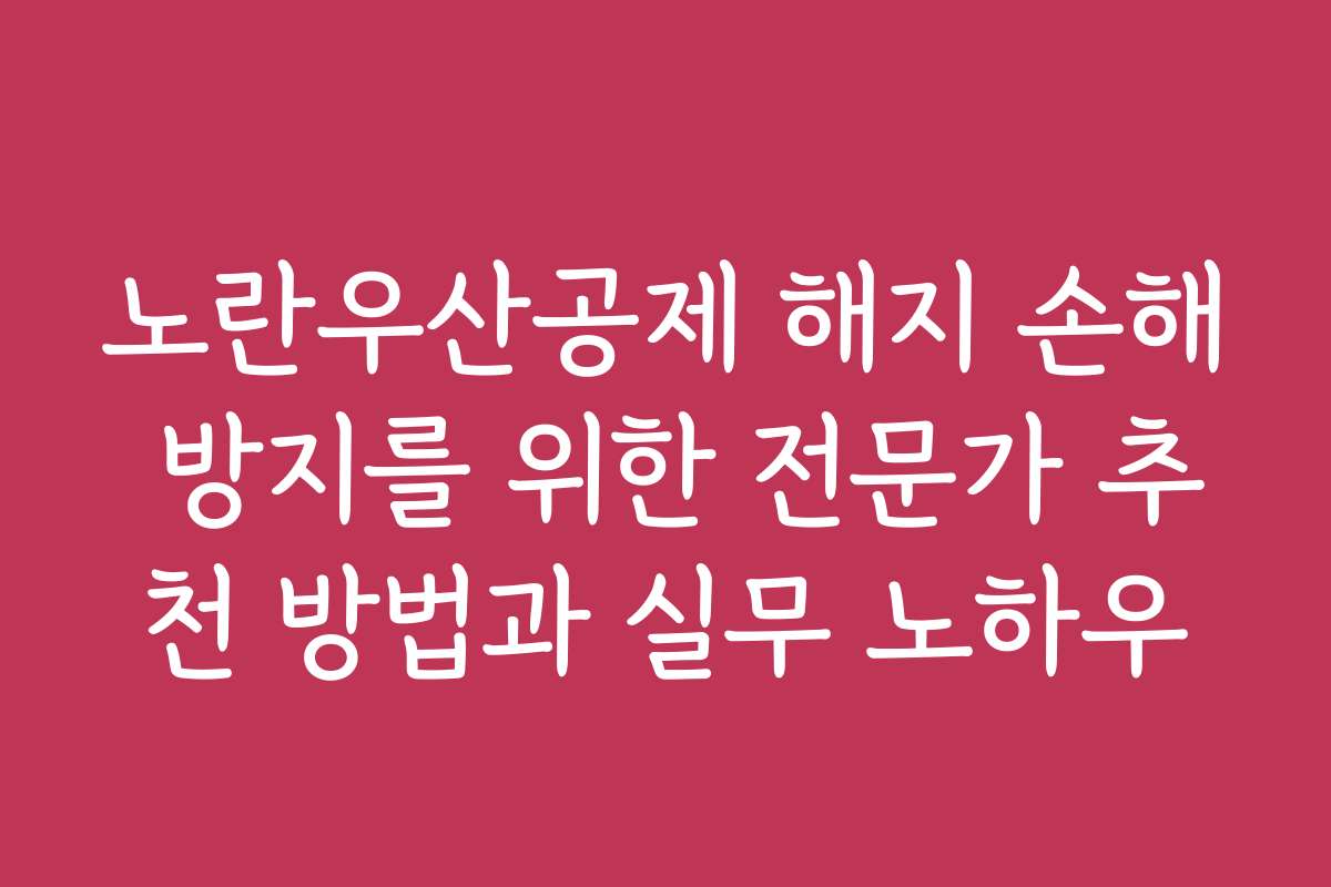 노란우산공제 해지 손해 방지를 위한 전문가 추천 방법과 실무 노하우