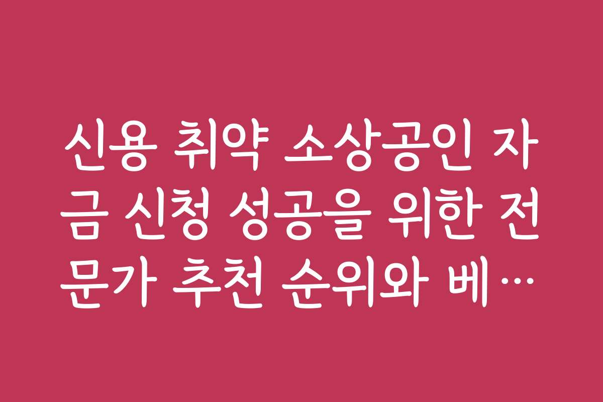 신용 취약 소상공인 자금 신청 성공을 위한 전문가 추천 순위와 베스트 전략