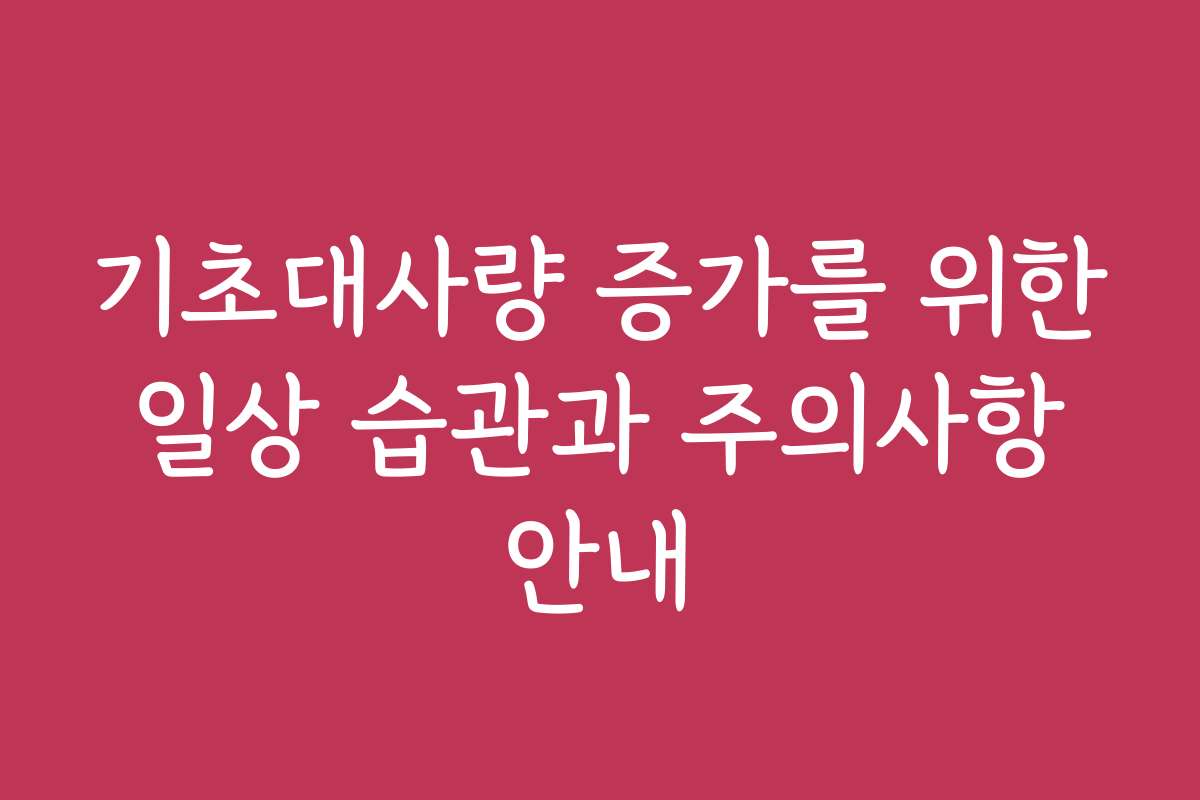 기초대사량 증가를 위한 일상 습관과 주의사항 안내
