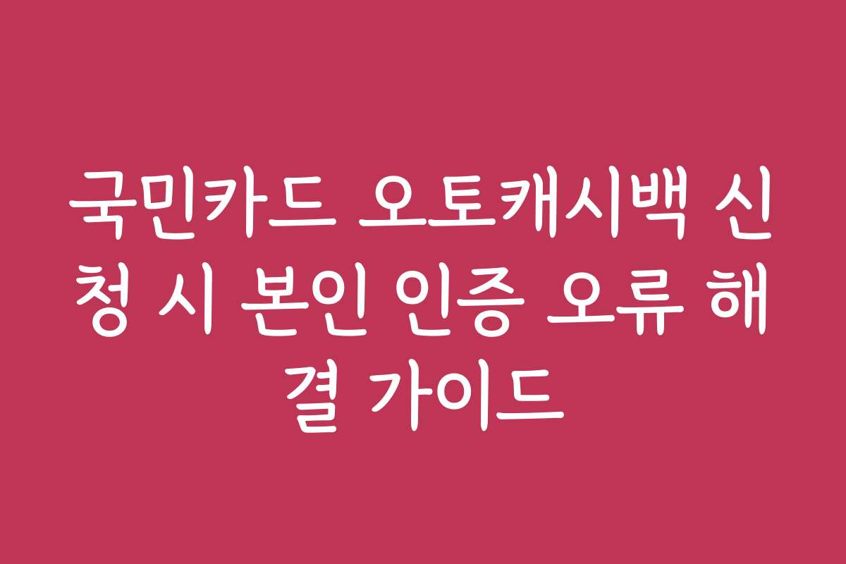 국민카드 오토캐시백 신청 시 본인 인증 오류 해결 가이드