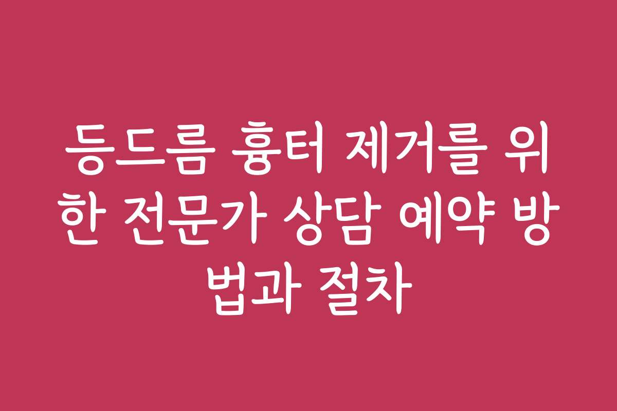 등드름 흉터 제거를 위한 전문가 상담 예약 방법과 절차