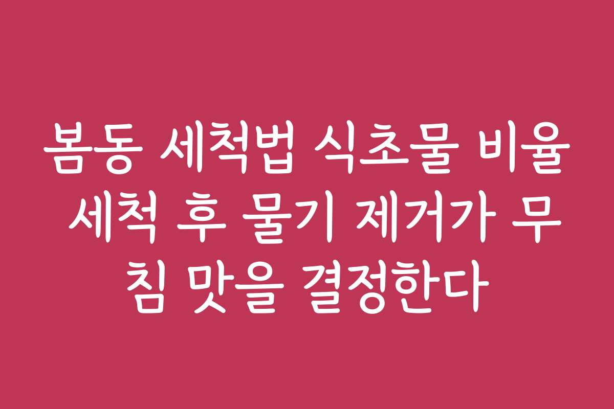 봄동 세척법 식초물 비율 세척 후 물기 제거가 무침 맛을 결정한다