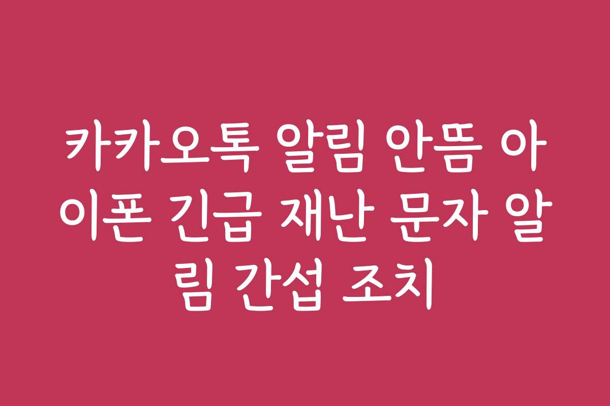 카카오톡 알림 안뜸 아이폰 긴급 재난 문자 알림 간섭 조치 카카오톡 알림 안뜸 아이폰 긴급 재난 문자 알림 간섭 조치