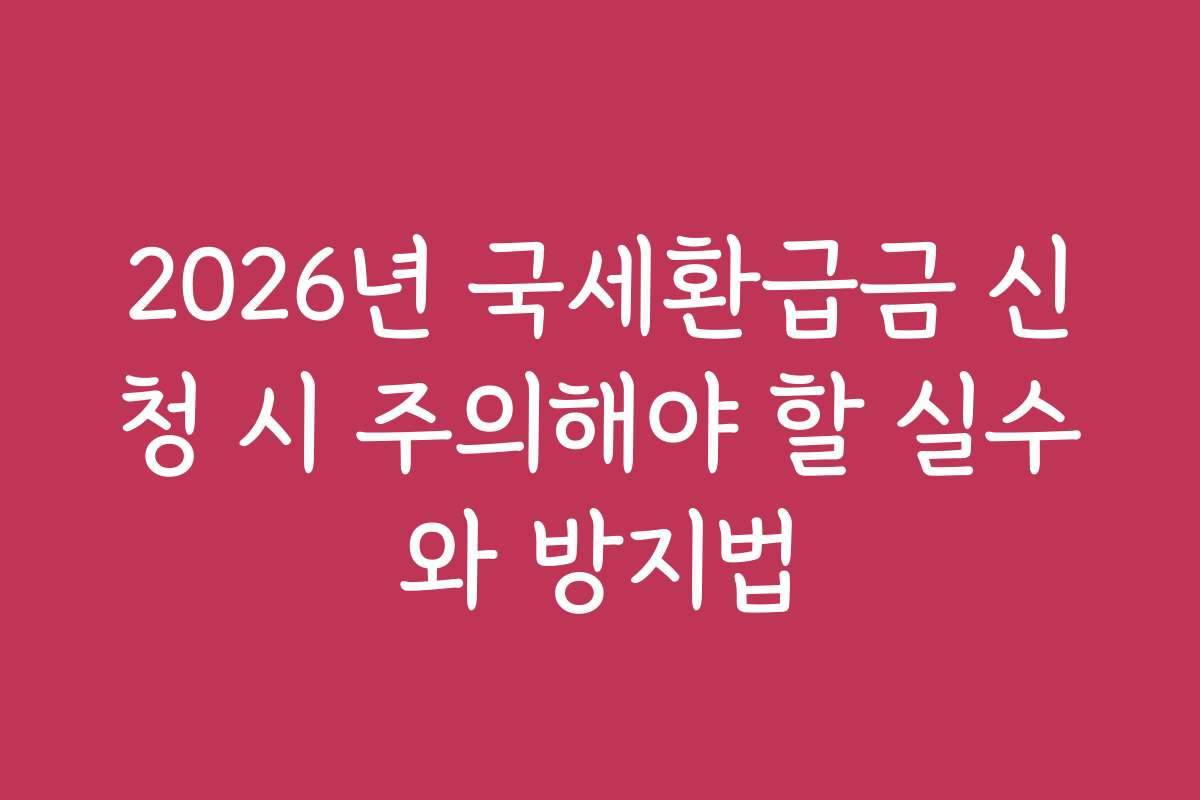 2026년 국세환급금 신청 시 주의해야 할 실수와 방지법 2026년 국세환급금 신청 시 주의해야 할 실수와 방지법