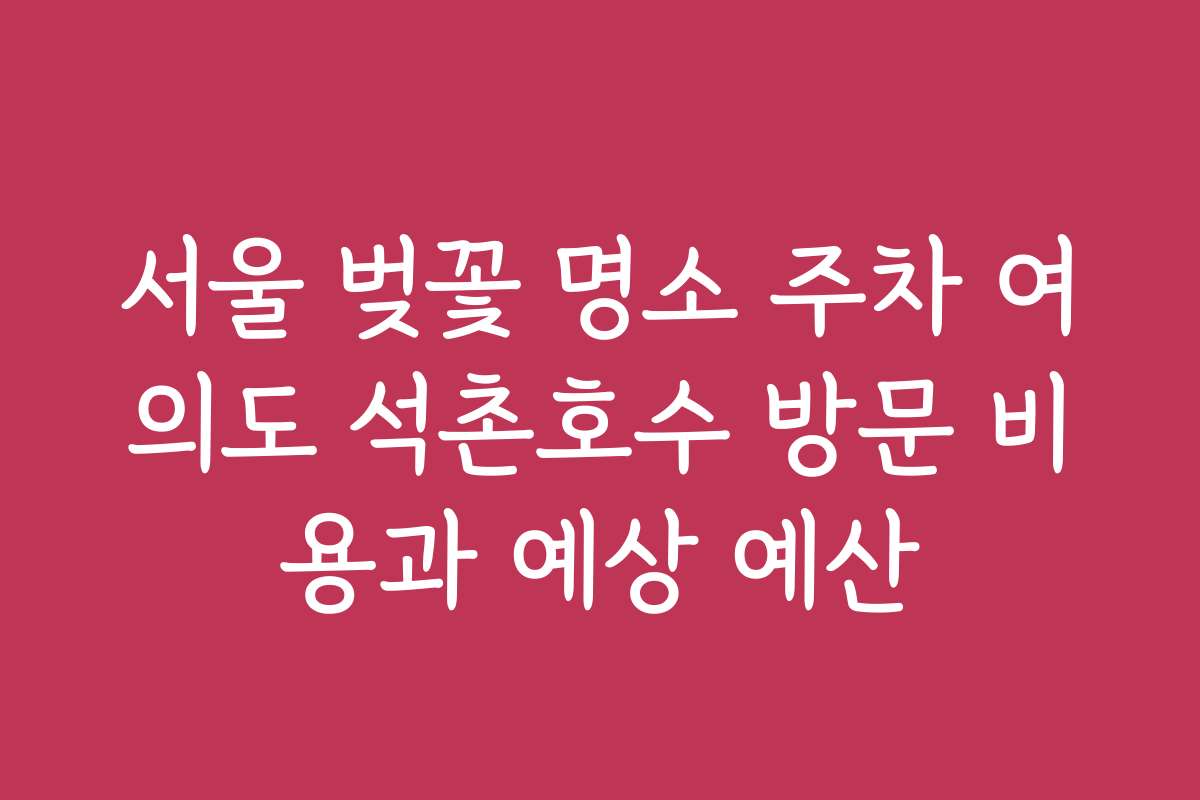 서울 벚꽃 명소 주차 여의도 석촌호수 방문 비용과 예상 예산 서울 벚꽃 명소 주차 여의도 석촌호수 방문 비용과 예상 예산
