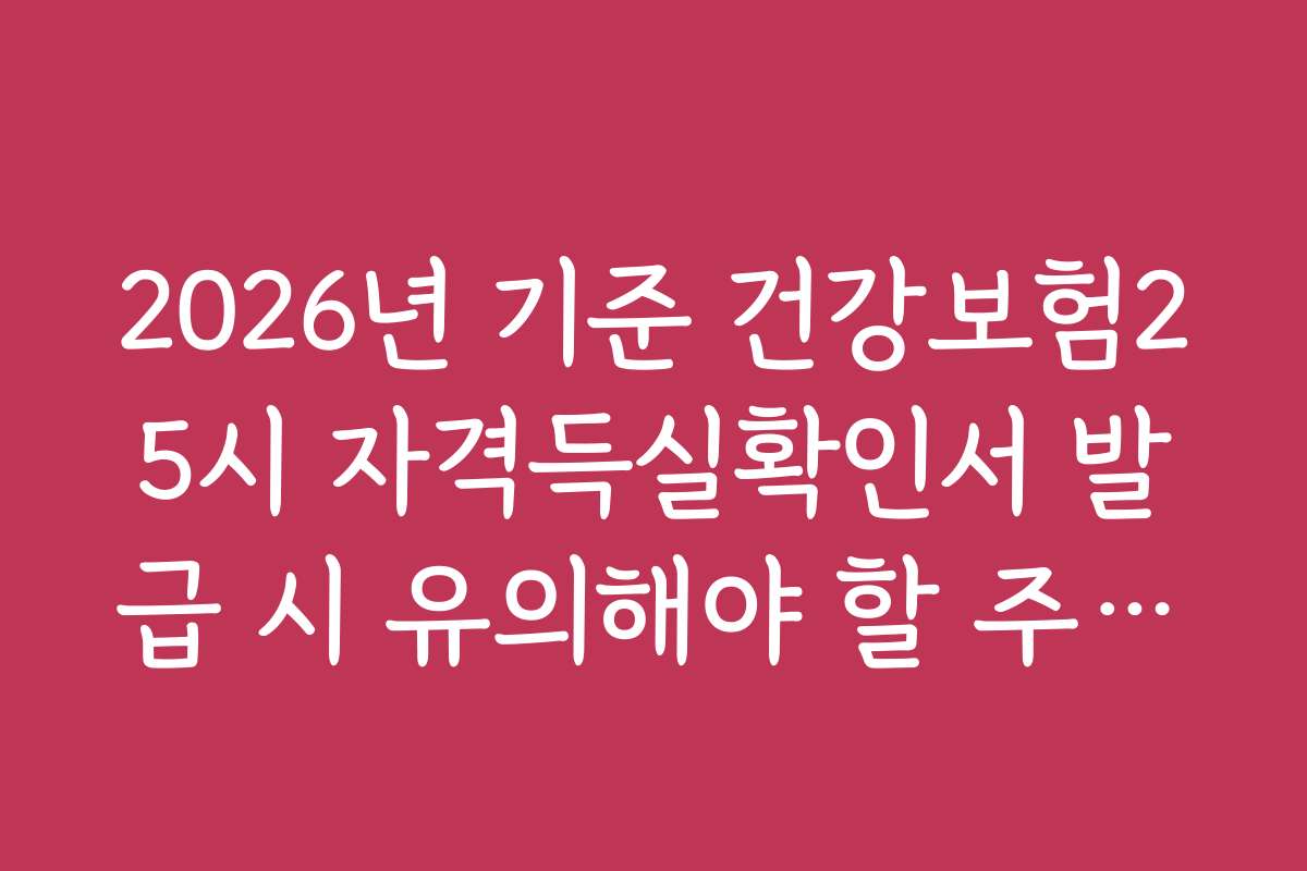 2026년 기준 건강보험25시 자격득실확인서 발급 시 유의해야 할 주의사항은 무엇일까요