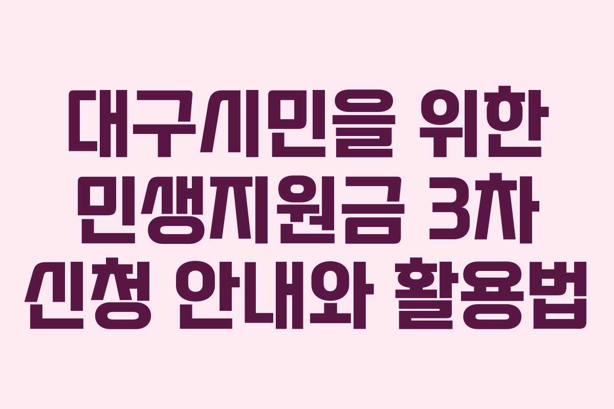 대구시민을 위한 민생지원금 3차 신청 안내와 활용법