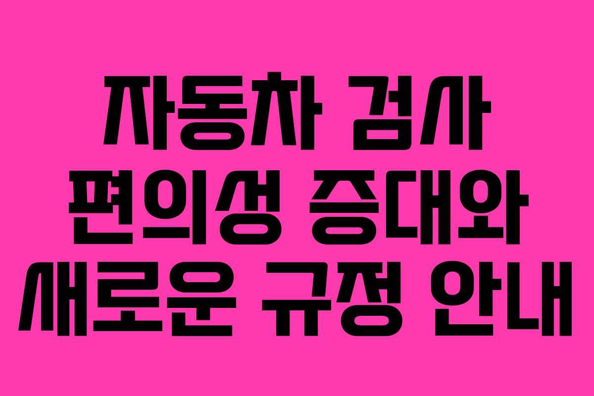 자동차 검사 편의성 증대와 새로운 규정 안내 자동차 검사 편의성 증대와 새로운 규정 안내