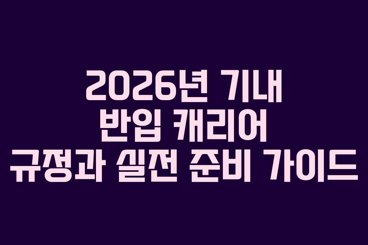 2026년 기내 반입 캐리어 규정과 실전 준비 가이드
