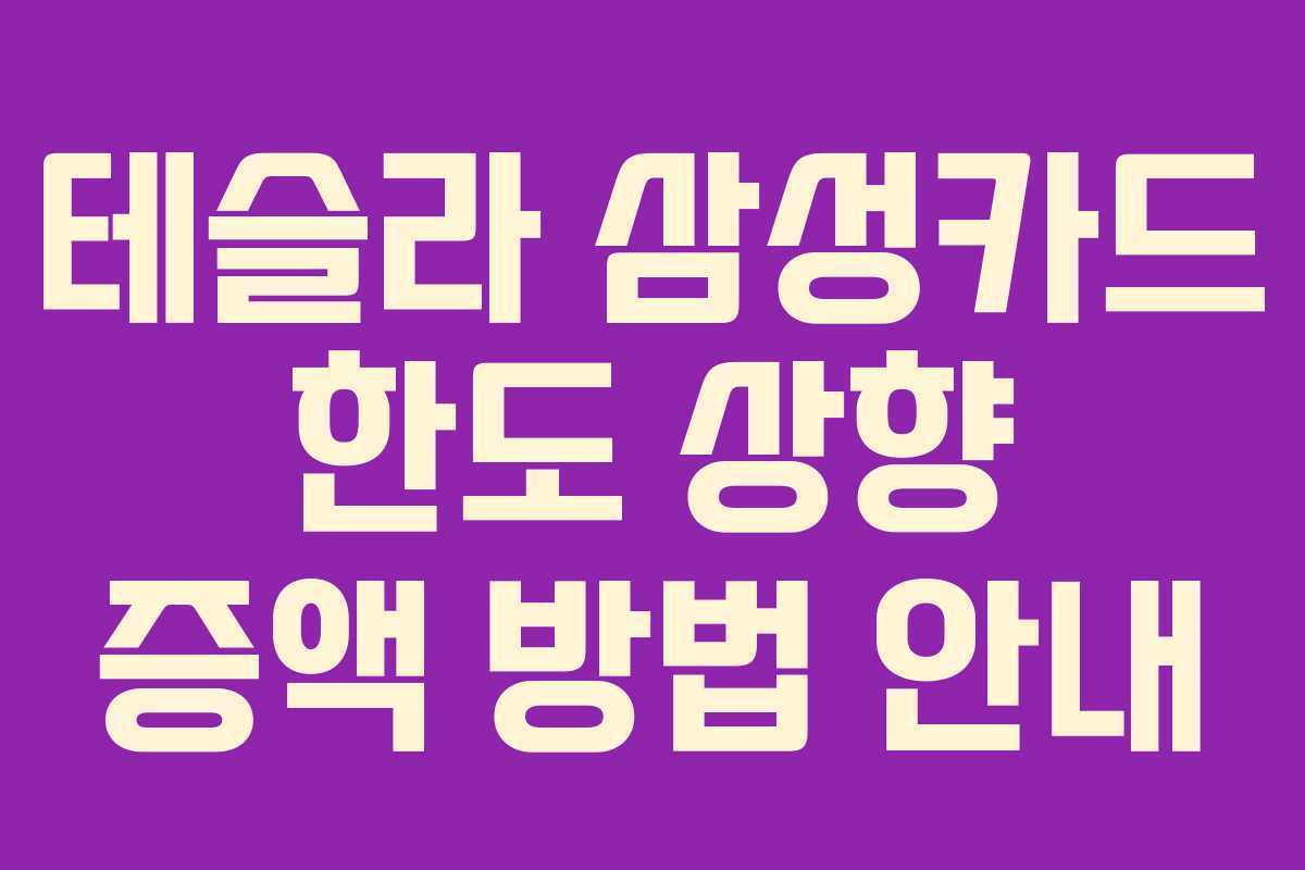 테슬라 삼성카드 한도 상향 증액 방법 안내