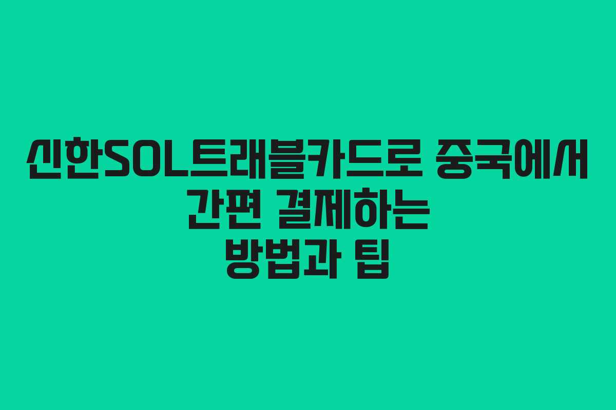 신한SOL트래블카드로 중국에서 간편 결제하는 방법과 팁 신한SOL트래블카드로 중국에서 간편 결제하는 방법과 팁