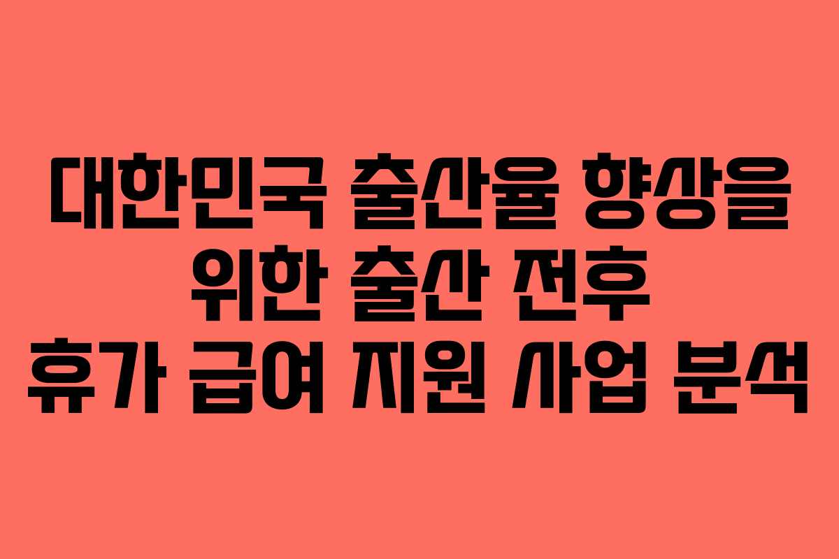 대한민국 출산율 향상을 위한 출산 전후 휴가 급여 지원 사업 분석 대한민국 출산율 향상을 위한 출산 전후 휴가 급여 지원 사업 분석