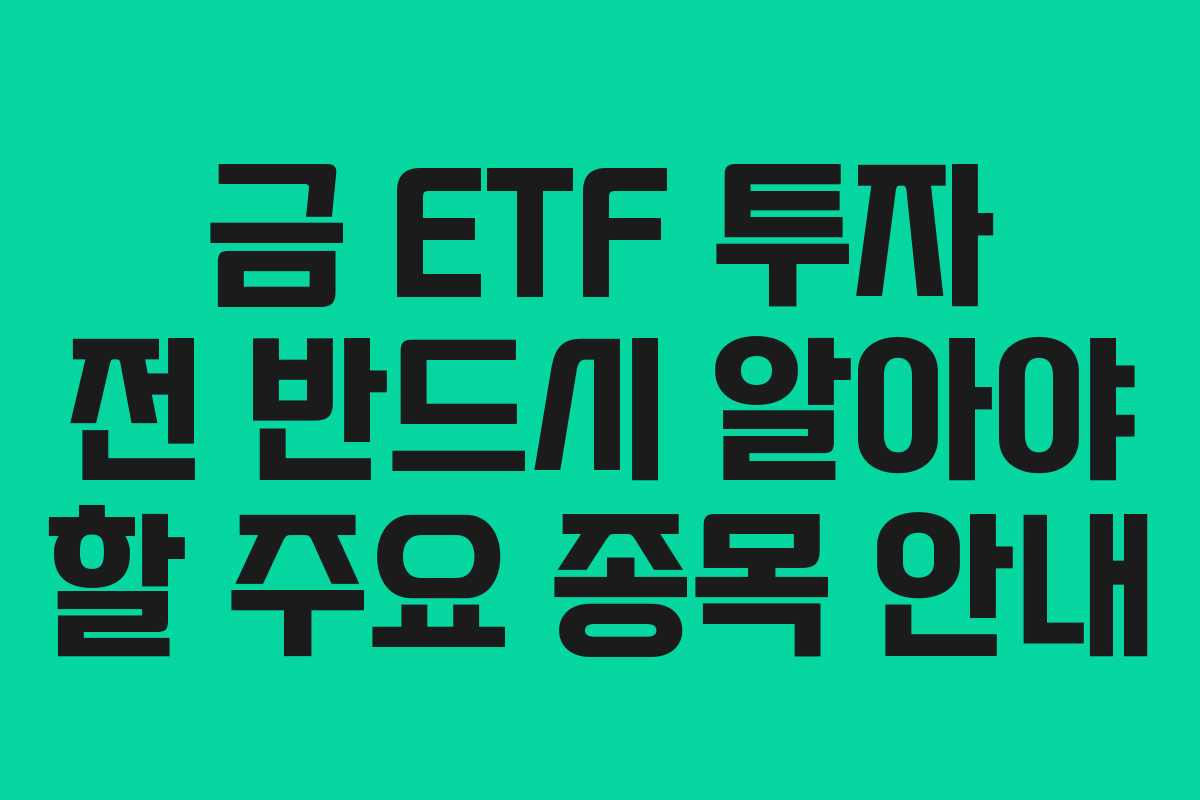 금 ETF 투자 전 반드시 알아야 할 주요 종목 안내 금 ETF 투자 전 반드시 알아야 할 주요 종목 안내