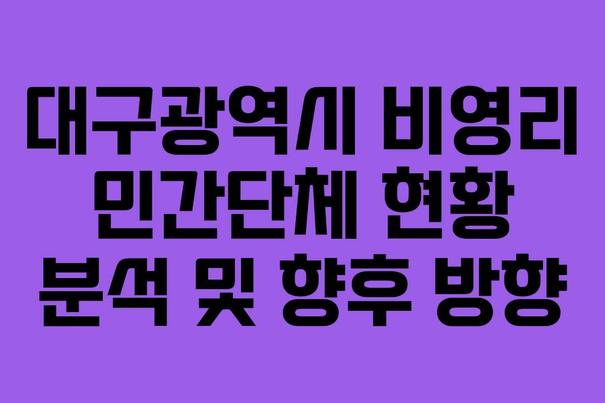 대구광역시 비영리 민간단체 현황 분석 및 향후 방향