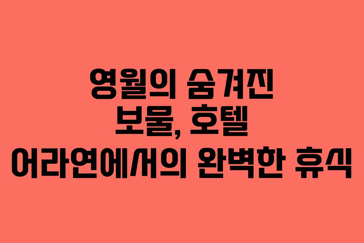 영월의 숨겨진 보물, 호텔 어라연에서의 완벽한 휴식