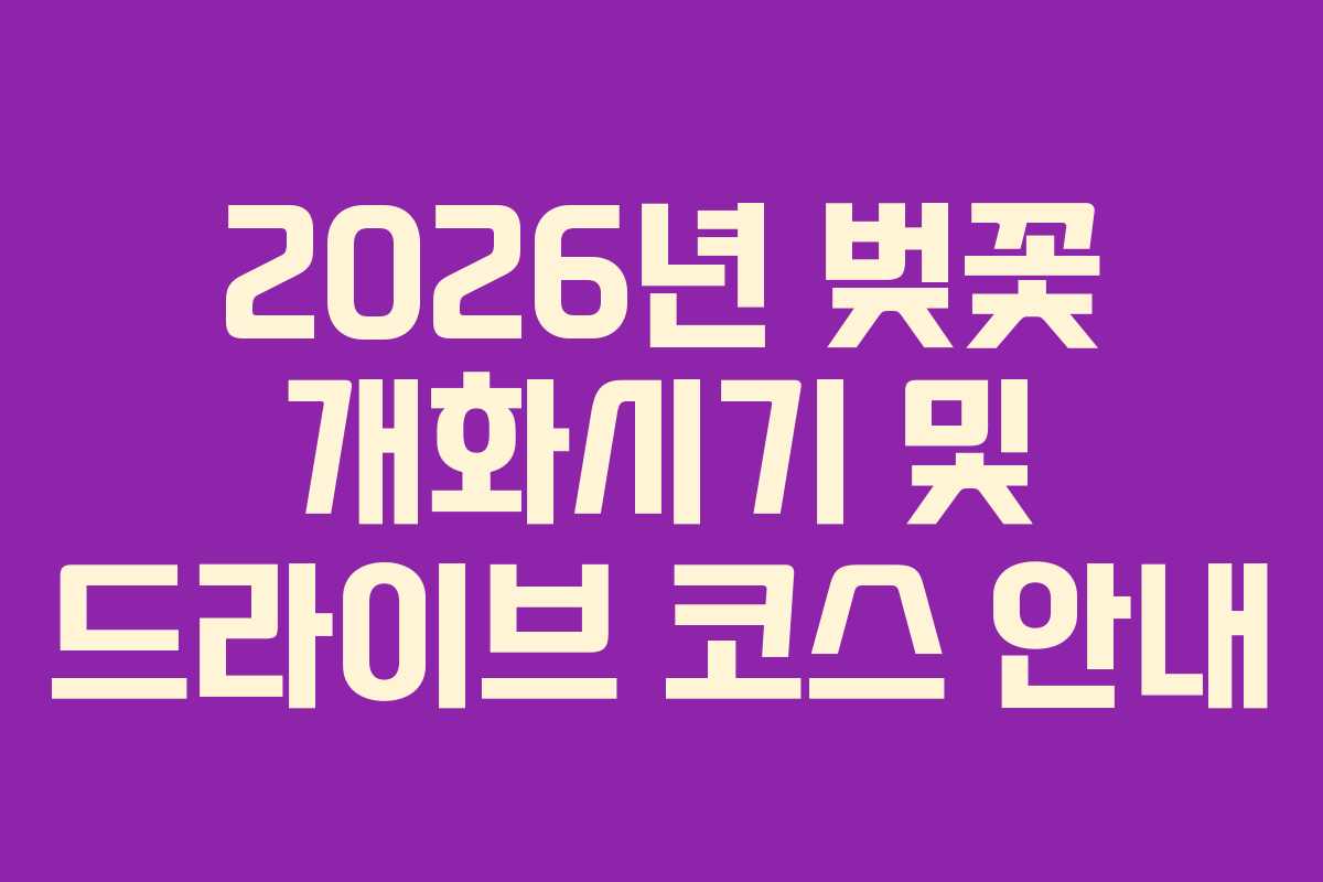 2026년 벚꽃 개화시기 및 드라이브 코스 안내 2026년 벚꽃 개화시기 및 드라이브 코스 안내