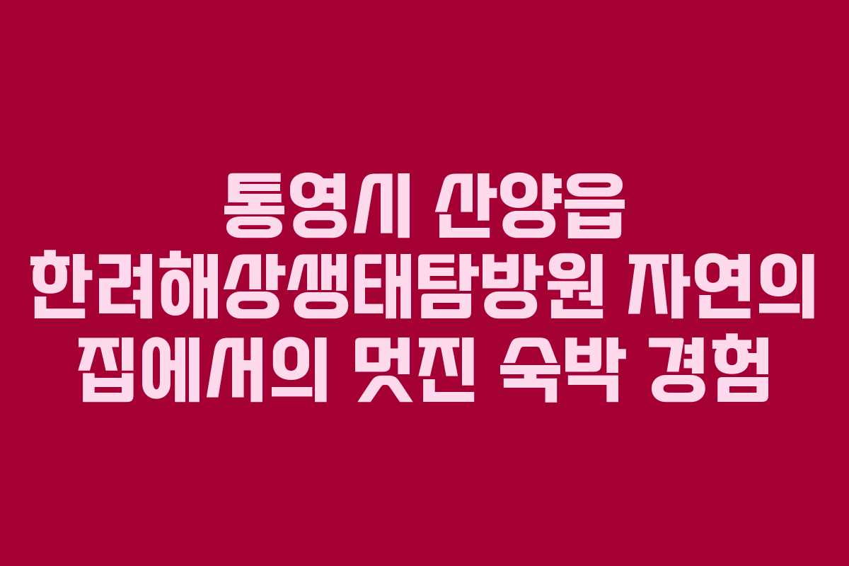 통영시 산양읍 한려해상생태탐방원 자연의 집에서의 멋진 숙박 경험