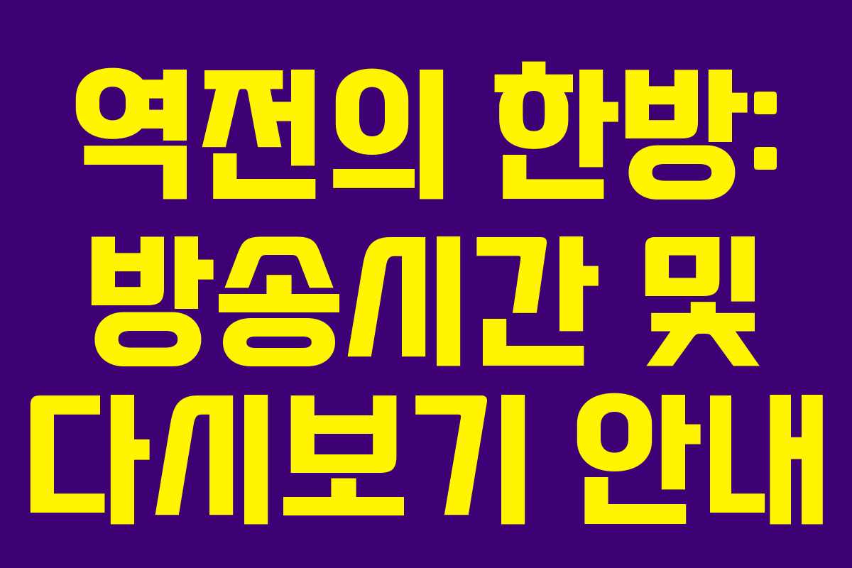 역전의 한방: 방송시간 및 다시보기 안내