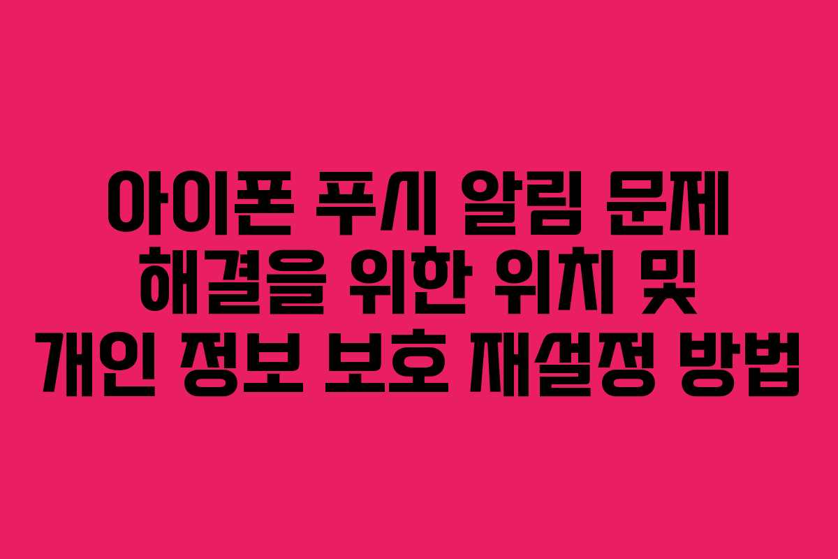 아이폰 푸시 알림 문제 해결을 위한 위치 및 개인 정보 보호 재설정 방법 아이폰 푸시 알림 문제 해결을 위한 위치 및 개인 정보 보호 재설정 방법
