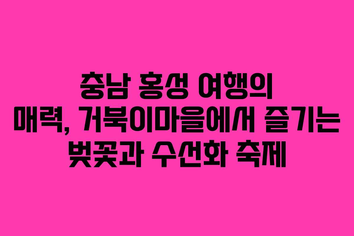 충남 홍성 여행의 매력, 거북이마을에서 즐기는 벚꽃과 수선화 축제