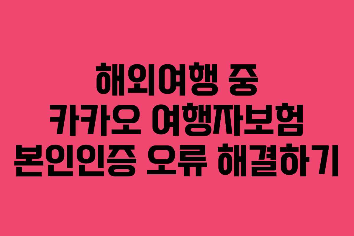 해외여행 중 카카오 여행자보험 본인인증 오류 해결하기