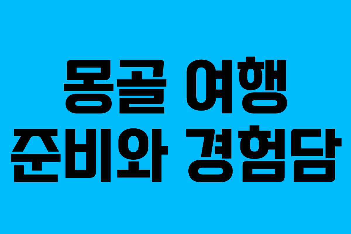 몽골 여행 준비와 경험담