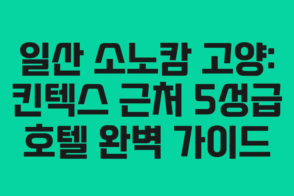 일산 소노캄 고양: 킨텍스 근처 5성급 호텔 완벽 가이드
