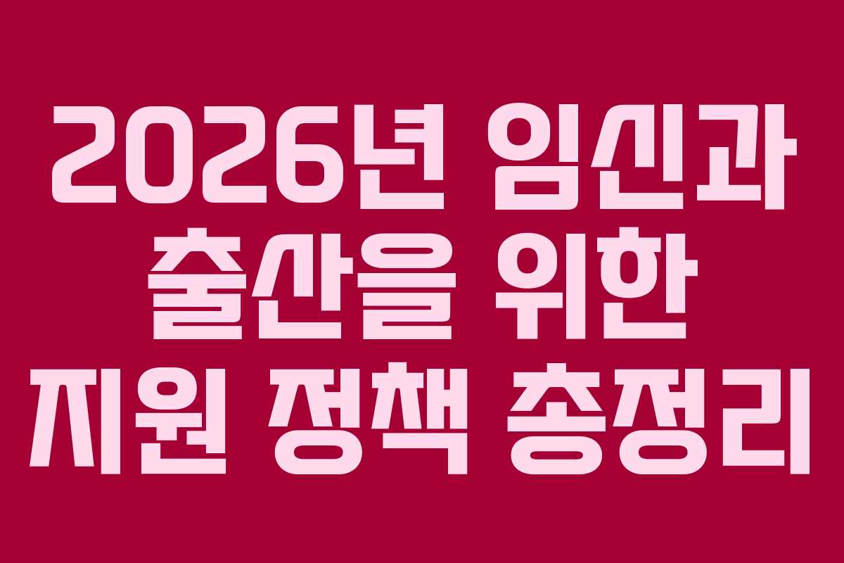 2026년 임신과 출산을 위한 지원 정책 총정리 2026년 임신과 출산을 위한 지원 정책 총정리