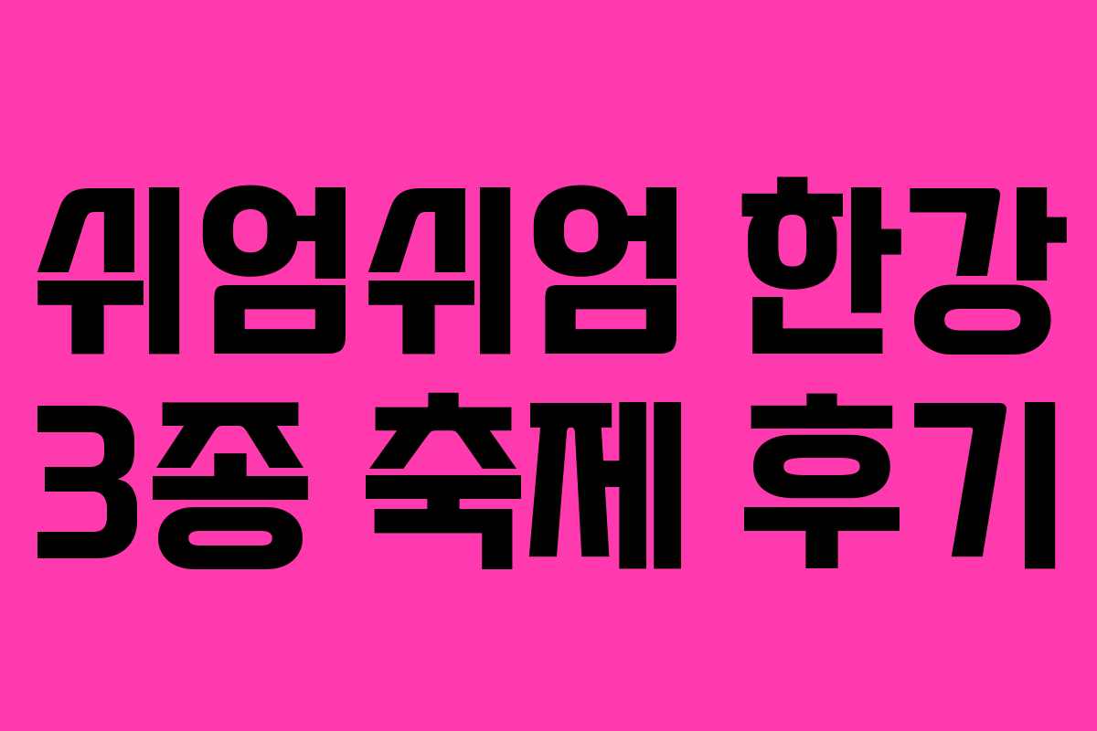 쉬엄쉬엄 한강 3종 축제 후기