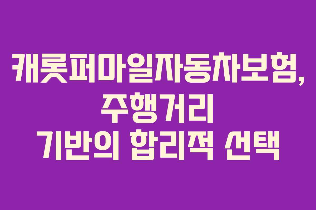 캐롯퍼마일자동차보험, 주행거리 기반의 합리적 선택