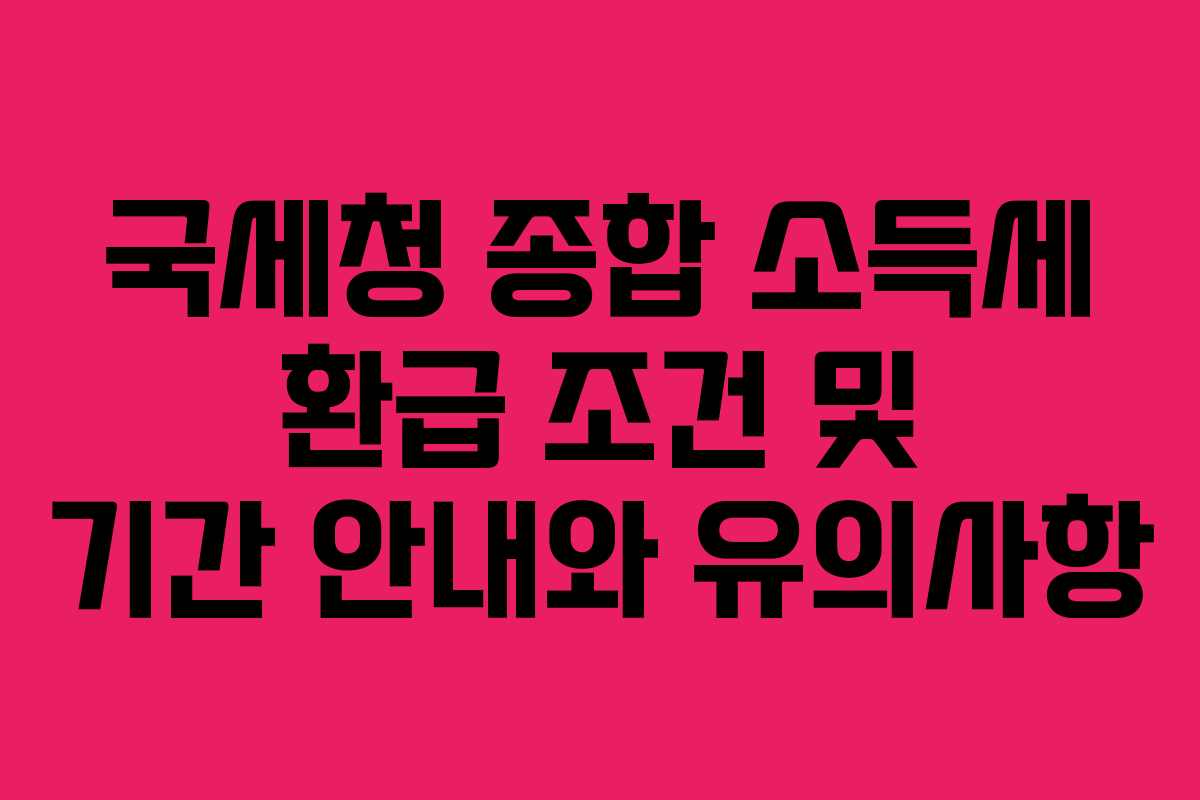 국세청 종합 소득세 환급 조건 및 기간 안내와 유의사항