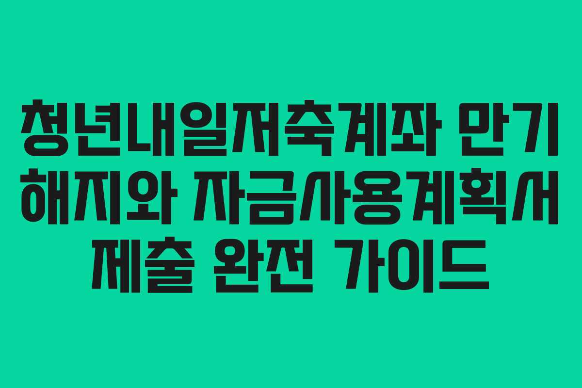 청년내일저축계좌 만기 해지와 자금사용계획서 제출 완전 가이드