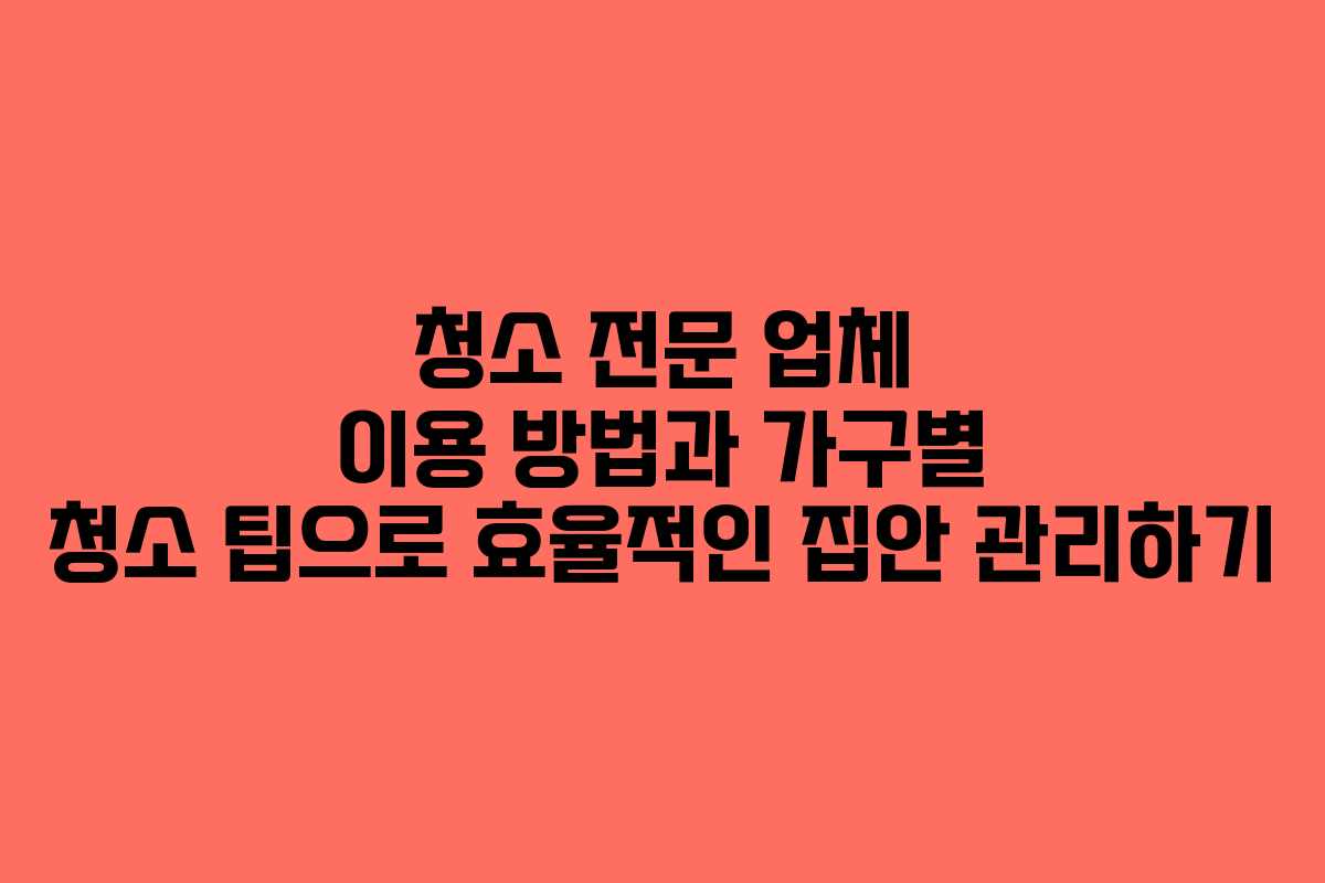 청소 전문 업체 이용 방법과 가구별 청소 팁으로 효율적인 집안 관리하기 청소 전문 업체 이용 방법과 가구별 청소 팁으로 효율적인 집안 관리하기