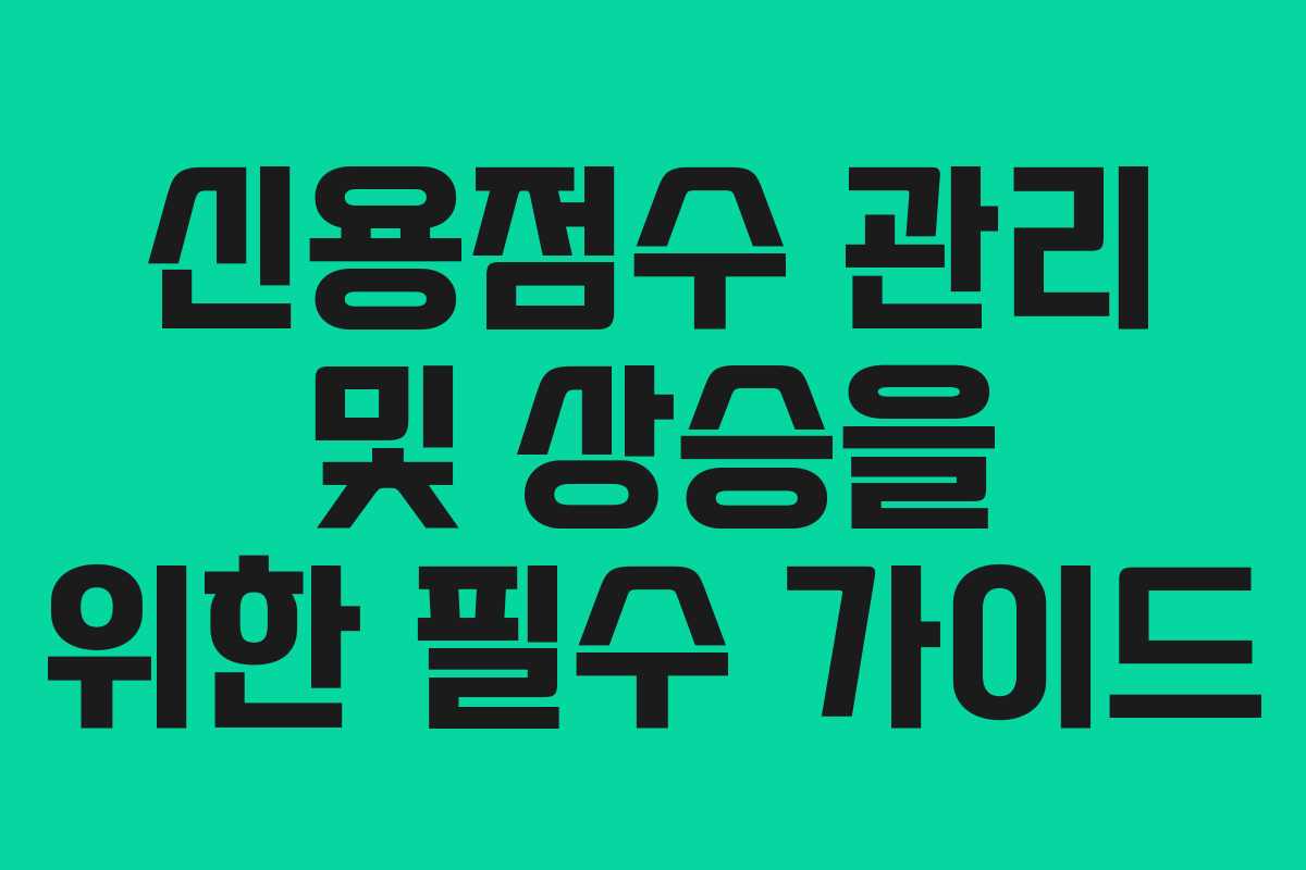 신용점수 관리 및 상승을 위한 필수 가이드