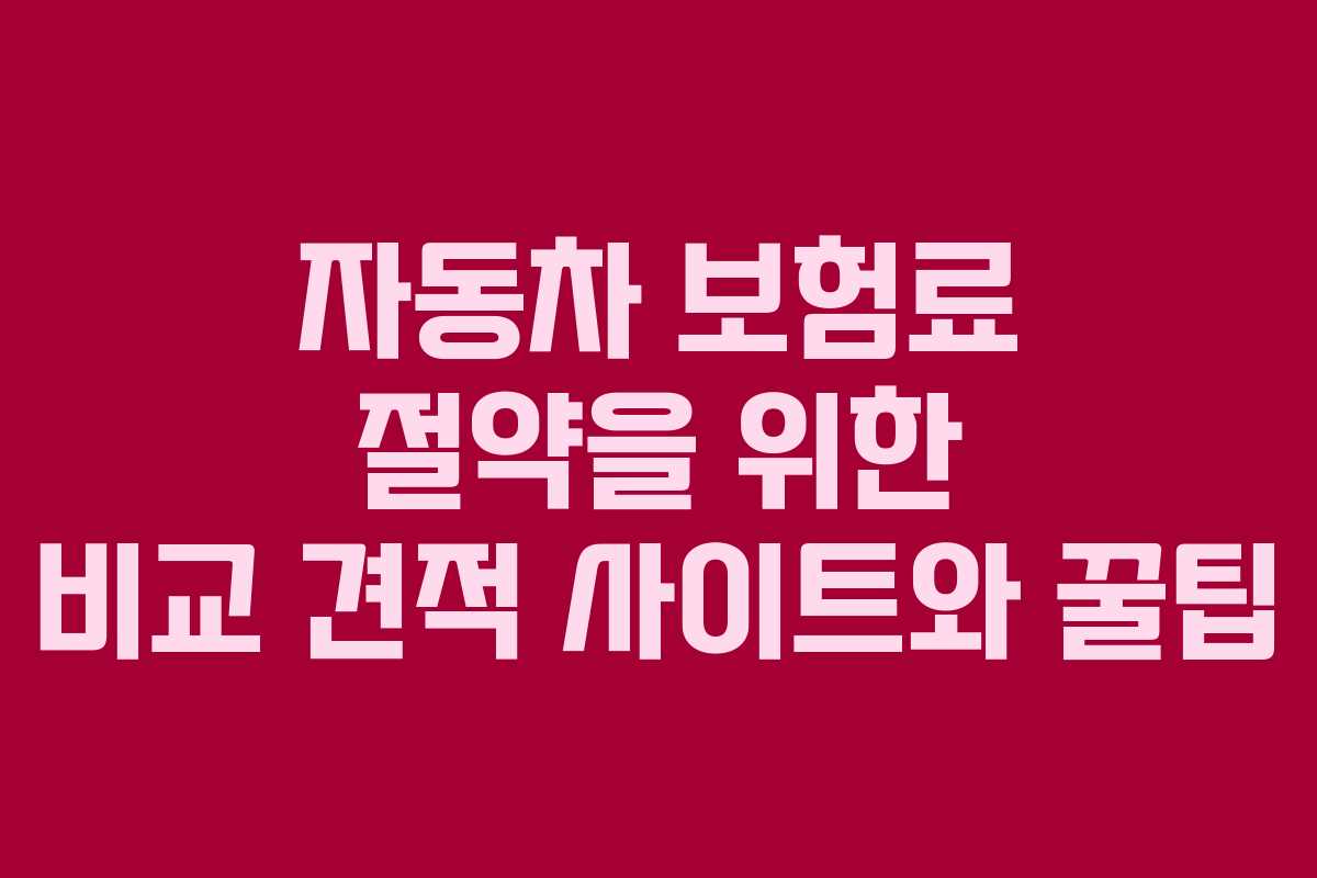 자동차 보험료 절약을 위한 비교 견적 사이트와 꿀팁