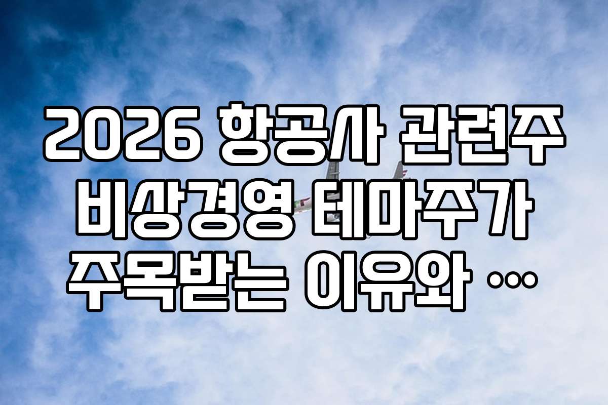 2026 항공사 관련주 비상경영 테마주가 주목받는 이유와 시장 트렌드 분석