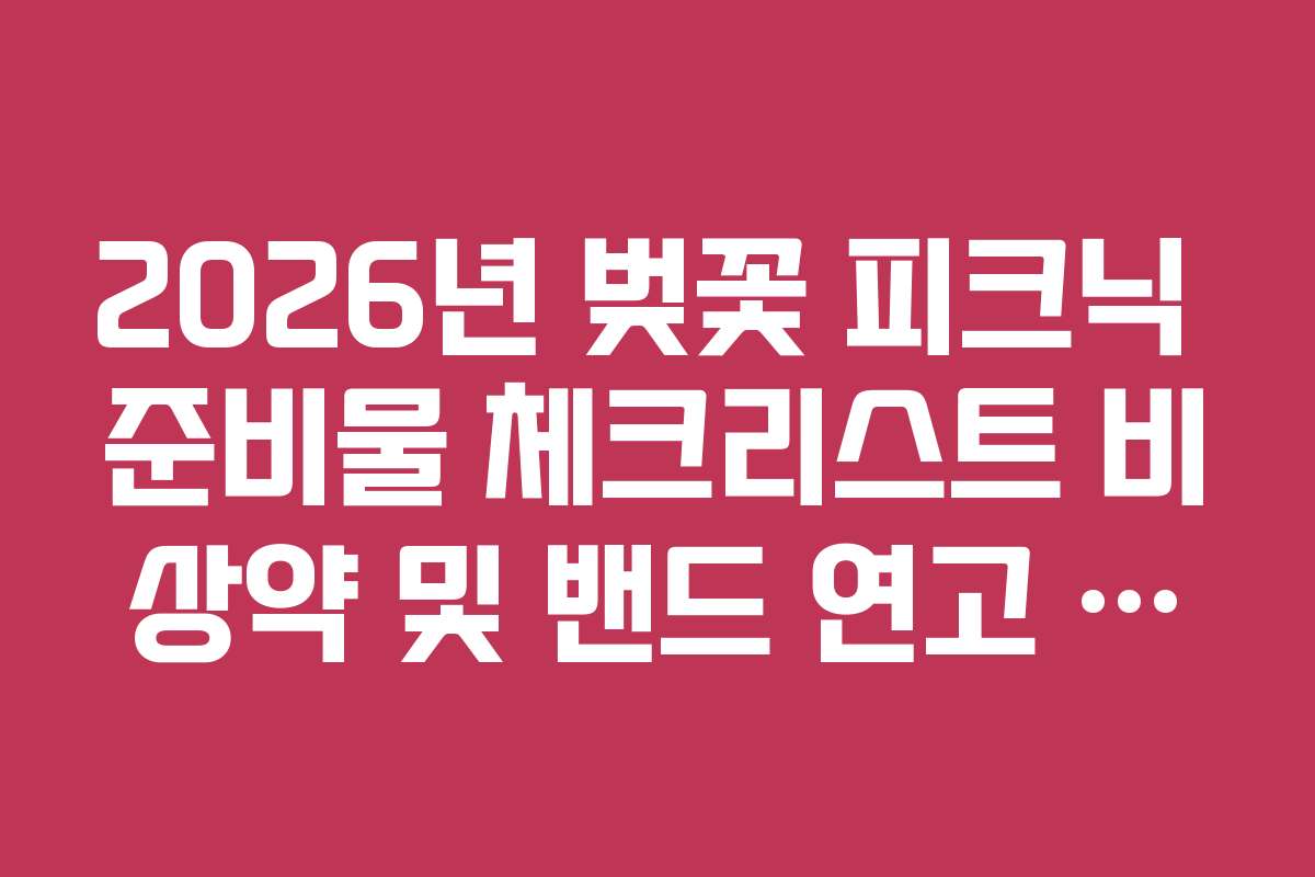 2026년 벚꽃 피크닉 준비물 체크리스트 비상약 및 밴드 연고 세트